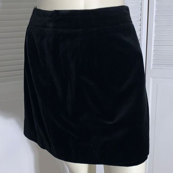 Ruff Hewn Black Velvet Mini A Line Wrap Skirt Size 12 - Picture 9 of 13